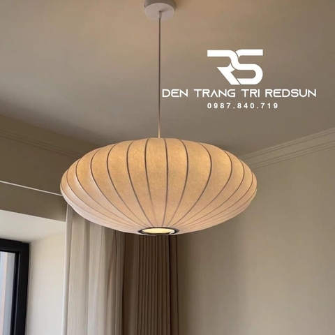 Đèn Thả Vải Hiện Đại Hình Bí Ngô Lắp Phòng Khách, Phòng Ăn, Thông Tầng Phong Cách Nhật Bản Wabi-sabi DC-T116