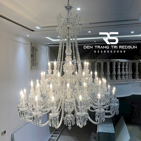 Đèn Chùm Pha Lê Tay Nến Thông Tầng Phòng Khách, Khách Sạn Phong Cách Cổ Điển  DC9888T48