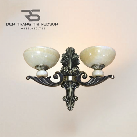 Đèn Tường Nến Chất Liệu Đồng Đá Phong Cách Cổ Điển DT-C9256/2