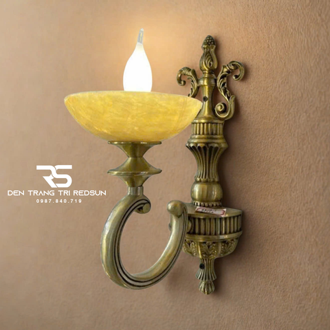 Đèn Tường Nến Chất Liệu Đồng Đá Phong Cách Cổ Điển DT-C9309