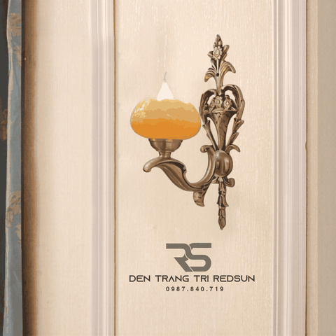 Đèn Tường Nến Chất Liệu Đồng Đá Phong Cách Cổ Điển DT-C633/1