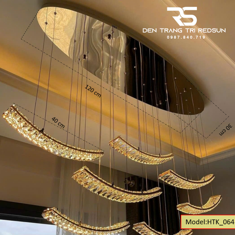 Đèn Thả Trần Hiện Đại Lắp Phòng Khách, Bàn Ăn, Bàn Đảo Chất Liệu Pha Lê HTK064