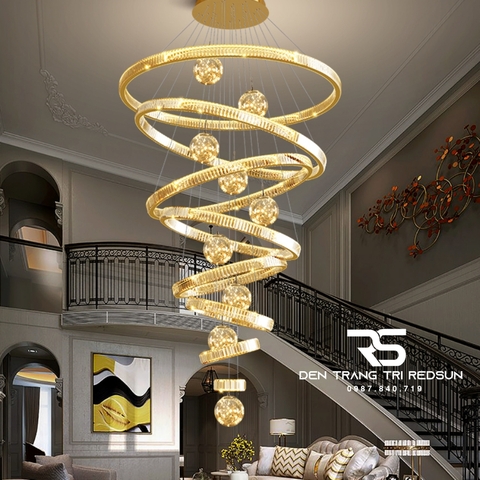 Đèn Chùm Pha Lê Lắp Thông Tầng Sảnh Khách Sạn, Phòng Khách, Cầu Thang Hiện Đại TPL131