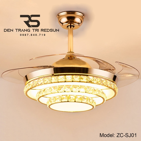 Quạt Trần Đèn Cánh Cụp Xòe Trang Trí Phòng Khách, Phòng Ngủ - ZC-SJ01