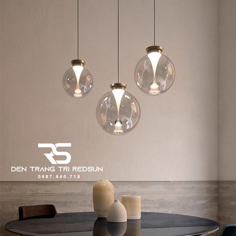 Đèn Thả Trần Phòng Ăn, Phòng Ngủ Phong Cách Bắc Âu Hiện Đại Cầu Thủy Tinh Hình Giọt Nước CDT-T070