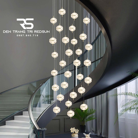 Đèn Chùm Hiện Đại Lắp Thông Tầng Phòng Khách, Cầu Thang Phong Cách Bắc Âu Cầu Kim Cương MA05786P-030