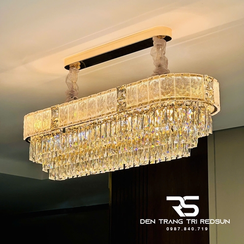 Đèn Chùm Pha Lê Cao Cấp Lắp Bàn Ăn, Bàn Đảo, Khách Sạn, Nhà Hàng Phong Cách Hiện Đại Dáng Dài TPL326