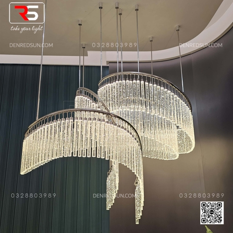 Đèn Chùm Pha Lê Phòng Khách, Biệt Thự, Sảnh Khách Sạn Phong Cách Hiện Đại Thác Nước HTK-NKFZ013