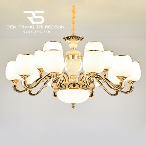 Đèn Chùm Phòng Khách Hiện Đại Phong Cách Indochine Chao Thuỷ Tinh N605