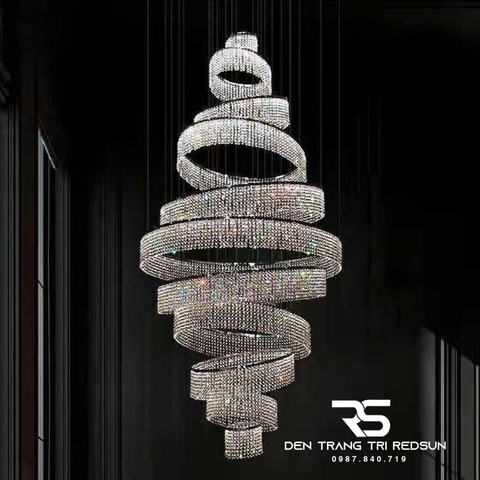 Đèn Chùm Pha Lê Lắp Thông Tầng, Sảnh Khách Sạn Phong Cách Bắc Âu Hiện Đại DCP-014