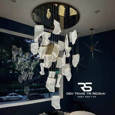 Đèn Chùm Hiện Đại Lắp Thông Tầng, Sảnh Khách Sạn Thác Nước Phong Cách Bắc Âu MA05444C-028-2.4G