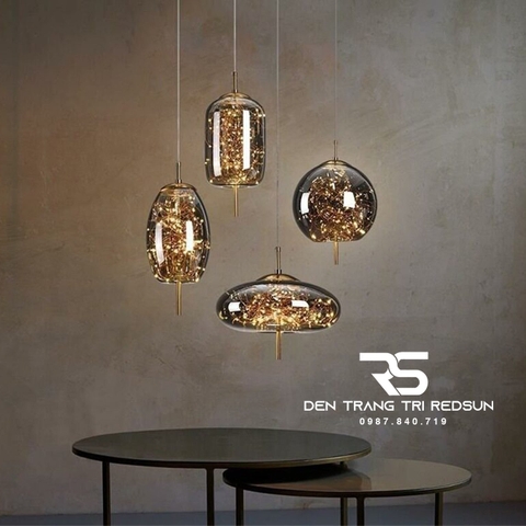 Đèn Thả Bàn Ăn, Bàn Đảo Hiện Đại Phong Cách Bắc Âu Chao Thủy Tinh Bầu Trời Sao CDT-T071
