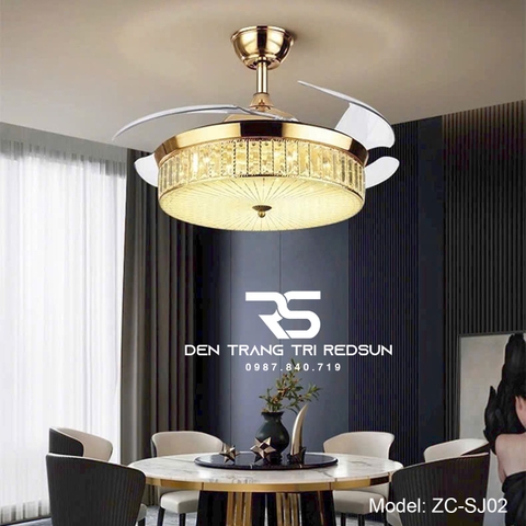 Quạt Trần Đèn Cánh Cụp Xòe Trang Trí Phòng Khách, Phòng Ngủ - ZC-SJ02