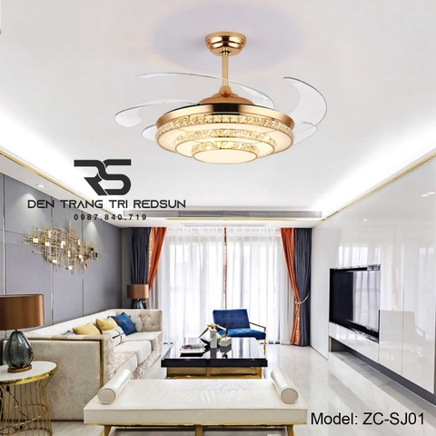 Quạt Trần Đèn Cánh Cụp Xòe Trang Trí Phòng Khách, Phòng Ngủ - ZC-SJ01