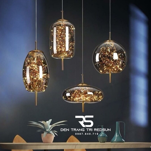 Đèn Thả Bàn Ăn, Bàn Đảo Hiện Đại Phong Cách Bắc Âu Chao Thủy Tinh Bầu Trời Sao CDT-T071