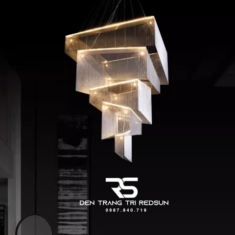 Đèn Chùm Pha Lê Lắp Thông Tầng Phòng Khách Biệt Thự, Sảnh Khách Sạn, Nhà Hàng Phong Cách Bắc Âu Hiện Đại DCP-006