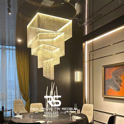 Đèn Chùm Pha Lê Lắp Thông Tầng Phòng Khách Biệt Thự, Sảnh Khách Sạn, Nhà Hàng Phong Cách Bắc Âu Hiện Đại DCP-006