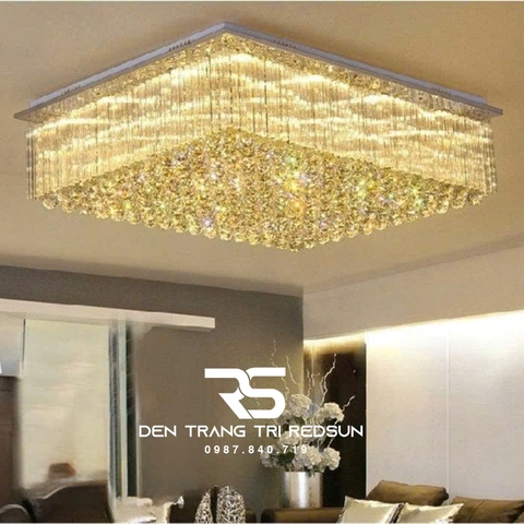 Đèn Ốp Trần Pha Lê Mâm Vuông Phong Cách Hiện Đại M9095