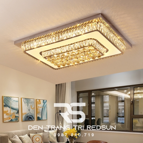 Đèn Mâm Mica Pha Lê Ốp Trần Phòng Khách Hiện Đại MKPL-080