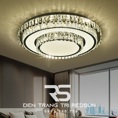 Đèn Mâm Mica Pha Lê Ốp Trần Phòng Khách Hiện Đại MKPL-03