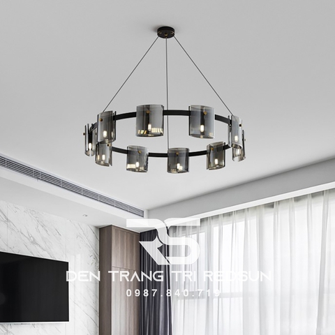Đèn Chùm Phòng Khách Hiện Đại Bắc Âu Choá Thuỷ Tinh Đen Khói DC-L054