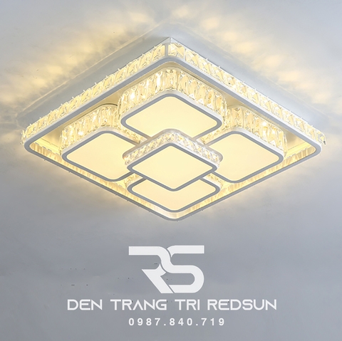 Đèn Mâm Mica Pha Lê Ốp Trần Phòng Khách Hiện Đại MKPL-089