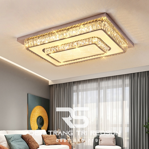 Đèn Mâm Mica Pha Lê Ốp Trần Phòng Khách Hiện Đại MKPL-079