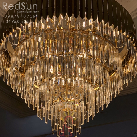 Chùm Đèn Đồng Pha lê 5 tầng (Thực tế)
