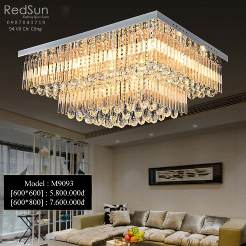 Đèn Ốp Trần Pha Lê Mâm Vuông Phong Cách Hiện Đại M9093