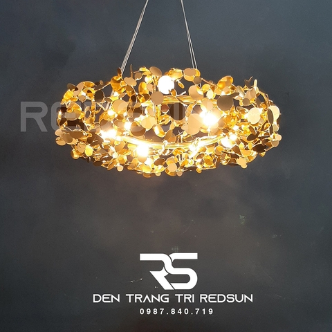 Đèn Chùm Phòng Khách Hiện Đại Bắc Âu Khung Inox Mạ Vàng Đường Kính 60cm DC-L056