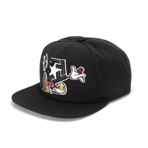 Tribal, Cartoon Snapback -Black