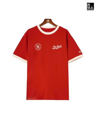 New Era, Ap Ne Essential Raglan SS2 Print Logo T-Shirt - RED