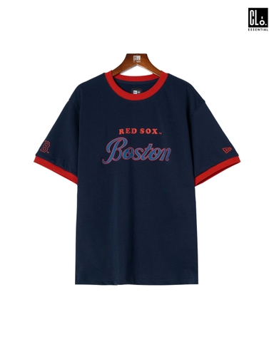 New Era, Ap Ne Essential Raglan Print Logo T-Shirt - Navy