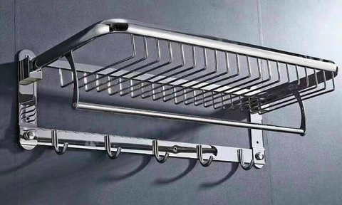 VẮT KHĂN GIÀN CÓ MÓC - CÓ GIÁ ĐẶT KHĂN TẮM CHẤT LIỆU INOX 304 BÓNG, MÃ SẢN PHẨM: SVT 608