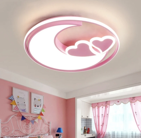 ĐÈN ỐP TRẦN TRÒN HÌNH VẦNG TRĂNG - TRÁI TIM HỒNG TRẺ EM