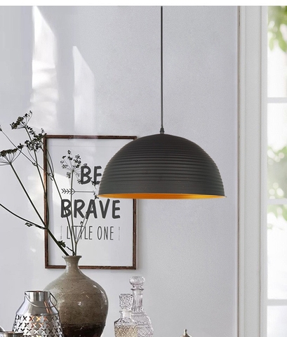 CHAO ĐÈN THẢ 1 LỚP CÓ GÂN VỎ ĐEN LÒNG VÀNG D400 MM, DÙNG BÓNG E27, MÃ SẢN PHẨM : G02-D400 MM-195