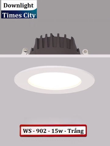 Đèn âm trần downlight chống chói cao cấp, lỗ khoét 105-120 mm, mặt đèn 130 mm, chiều cao 68 mm, công suất 15w, ánh sáng Trắng 5000k, Mã sản phẩm: WS-902-35
