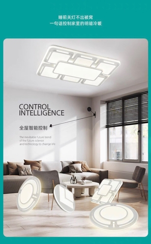 Đèn Led ốp trần phòng khách, phòng ngủ hình chữ nhật 650*950 mm, công suất 300w, ánh sáng 3 màu, Mã sản phẩm: PK1-145