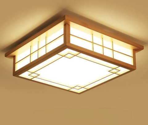 ĐÈN ỐP TRẦN VUÔNG KẺ GỖ - M1963