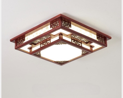 Đèn ốp trần hình vuông 2 tầng mặt trơn màu gỗ nhạt, công suất Led 72w, ánh sáng 3 màu, Mã sản phẩm: GV2-V