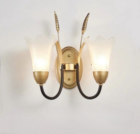 ĐÈN TƯỜNG NỘI THẤT HÌNH 2 HOA LOA KÈN QUAY LÊN - BÓNG E14*2 - M: 8095/2