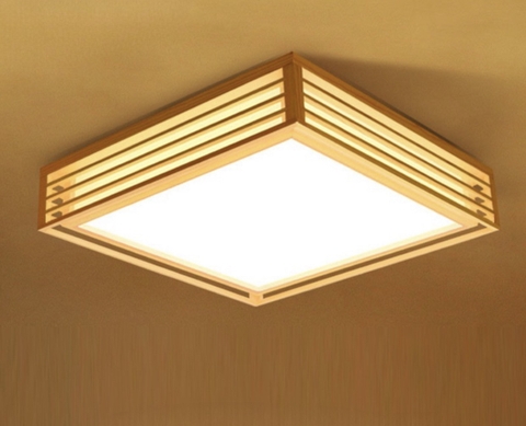 ĐÈN ỐP TRẦN HÌNH VUÔNG KẺ GỖ