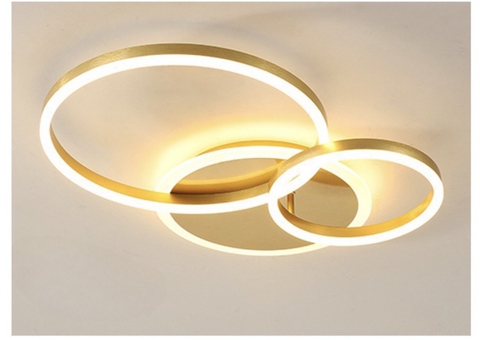 Đèn ốp trần 3 vòng ( 2+1 ) màu vàng xước, công suất 50w, ánh sáng 3 màu, điện áp 220v, Mã sản phẩm: LT 3050 ( 2+1 ) - 180