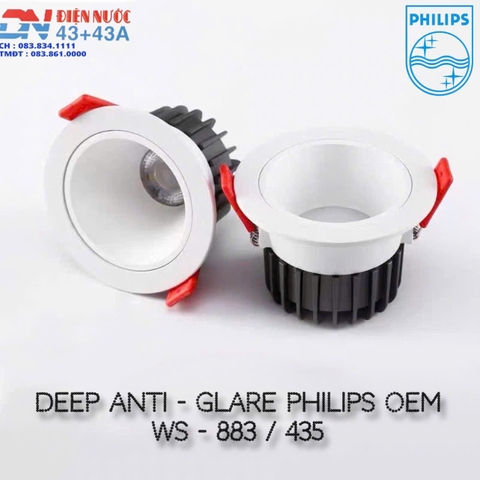 ĐÈN ÂM TRẦN CAO CẤP CHỐNG CHÓI SÂU PHILLIPS OEM TẢN NHIỆT CAO - MODEL : WS - 883 / 435
