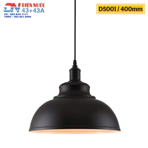CHAO ĐÈN THẢ 5001 PHONG CÁCH RETRO / ĐUI NHÔM ĐEN MỜ CAO CẤP D400 - MODEL: D5001