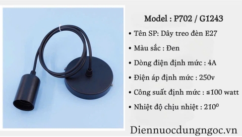 DÂY ĐUI ĐÈN THẢ E27 TRANG TRÍ NỘI THẤT - MODEL : P702