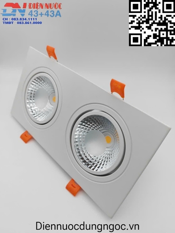 ĐÈN LED ÂM TRẦN 2 BÓNG ( BÁT ĐÔI ) MẶT KÍNH COB CHỐNG CHÓI SPOTLIGHT - LK 230 * 95 mm - CÔNG SUẤT 2 * 12 watt - CRI 90 - CHIP LED BRIDGELUX - ĐIỀU CHỈNH GÓC XOAY - GÓC CHIẾU 24 ĐỘ - MODEL : WS - 985