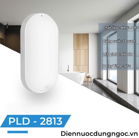 ĐÈN TƯỜNG CẢM BIẾN ÁNH SÁNG VÀ THÂN NHIỆT NGƯỜI BAN ĐÊM - CÔNG SUẤT 12 watt - LED SMD 6500k - GÓC CẢM BIẾN 120 ĐỘ - MODEL: PLD - 2813
