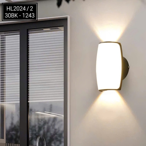 ĐÈN GẮN TƯỜNG HẮT 2 ĐẦU - ÁNH SÁNG VÀNG 3000k - CÔNG SUẤT 7 watt - MODEL: HL2024 / 2 - 30BK - 1243