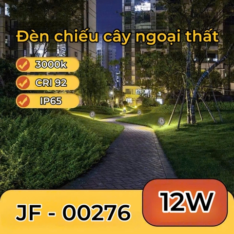 ĐÈN CHIẾU CÂY LED NGOẠI THẤT IP 65 - CÔNG SUẤT : 12 watt / 18 watt - ÁNH SÁNG : 3000k - CHIP LED COB BRIDGELUX CRI 92 - MODEL : JF - 00276